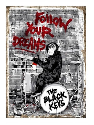 Goril The Black Keys Dekoratif Ahşap Tablo 35 cm x 50 cm