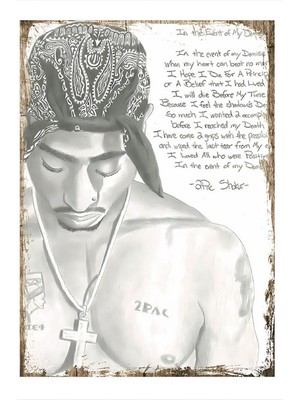 2pac Afiş Model Ahşap Tablo 35 cm x 50 cm