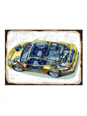 Bedeko x Ray Sarı Araba Modern Ahşap Tablo 35 cm x 50 cm