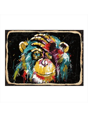 Bedeko Sevimli Maymun Model Mdf Tablo 35 cm x 50 cm