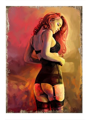 Jartiyer Çoraplı Kadın Tasarım Mdf Tablo 35 cm x 50 cm