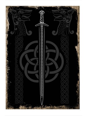 Bedeko Ahşap Tablo 35 cm x 50 cm Viking Sword
