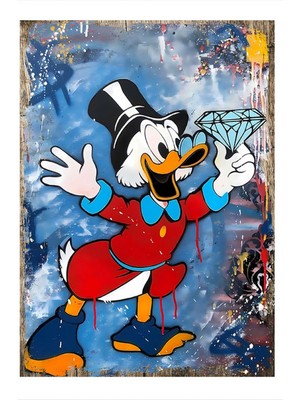 Çizgi Ördek Dekoratif Ahşap Tablo 35 cm x 50 cm