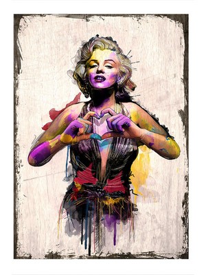 Marilyn Monroe  Kalp    Mdf Tablo 35 cm x 50 cm