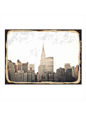 Bedeko Şehir Manzarası Modern Ahşap Tablo 35 cm x 50 cm