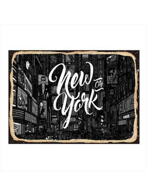 Bedeko New York Hediyelik Ahşap Tablo 35 cm x 50 cm