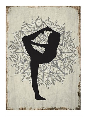 Estetik Hareket Yoga Desenli Ahşap Tablo 35 cm x 50 cm