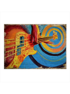 Bedeko Bas Gitarist Tasarım Ahşap Tablo 35 cm x 50 cm