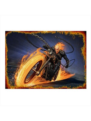 Bedeko Ghost Rider Desenli Ahşap Tablo 35 cm x 50 cm