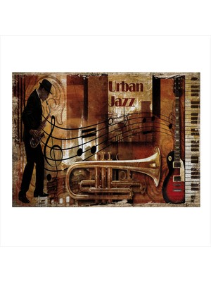 Bedeko Caz Müzik Hediyelik Ahşap Tablo 35 cm x 50 cm