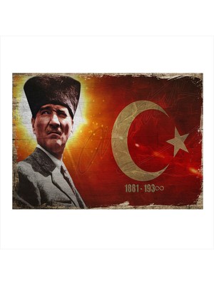 Bedeko Mustafa Kemal Atatürk Hediyelik Ahşap Tablo 35 cm x 50 cm