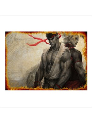 Bedeko Ken ve Ryu Model Mdf Tablo 35 cm x 50 cm