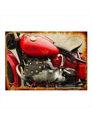 Bedeko Kırmızı Motosiklet Dekoratif Mdf Tablo 35 cm x 50 cm