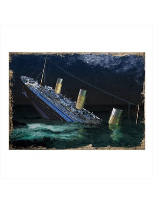 Bedeko Titanik Batarken Desenli Ahşap Tablo 35 cm x 50 cm