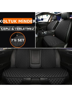 Kia Soul 2016-2019 Uyumlu 7 Parça Kapitone Araba Koltuk Kumaş Kumaş Siyah Beyaz - Kaymaz | Trobus