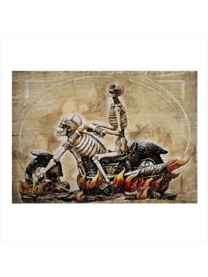 Bedeko Motorsikletli Iskelet Modern Mdf Tablo 35 cm x 50 cm