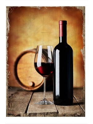 Bedeko Kırmızı Şarap Modern Ahşap Tablo 35 cm x 50 cm