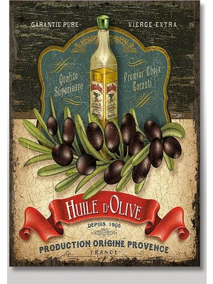 Bedeko Ahşap Tablo Zeytin Zeytin Yağı Afişi Tarz