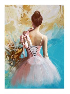 Bedeko Ahşap Tablo 35 cm x 50 cm Pembe Balerin Tual