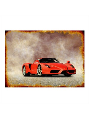 Bedeko Eski Ferrari  Dekoratif Ahşap Tablo 35 cm x 50 cm