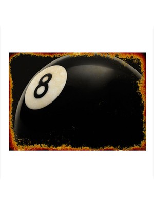 Bedeko Siyah Bilardo Topu Desenli Ahşap Tablo 35 cm x 50 cm