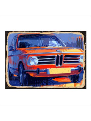 Bedeko Turuncu Klasik Bmw Dekoratif Ahşap Tablo 35 cm x 50 cm
