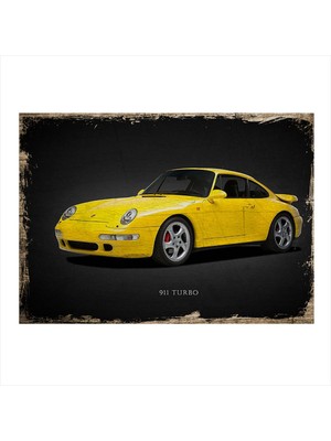 Bedeko Sarı Porsche Desenli Mdf Tablo 35 cm x 50 cm