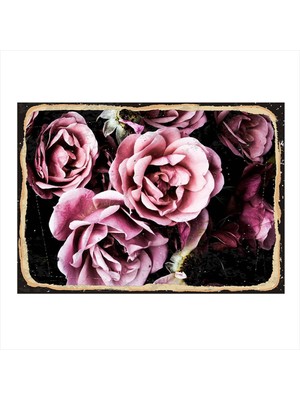 Bedeko Pembe Güller Hediyelik Ahşap Tablo 35 cm x 50 cm