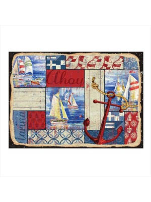 Bedeko Kırk Yama Deniz Temalı Hediyelik Ahşap Tablo 35 cm x 50 cm