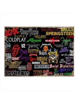 Bedeko Müzik Grupları Desenli Mdf Tablo 35 cm x 50 cm