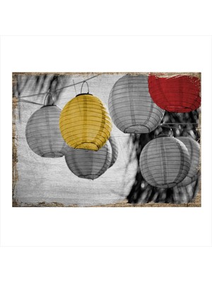 Bedeko Renkli Işıklar Dekoratif Ahşap Tablo 35 cm x 50 cm