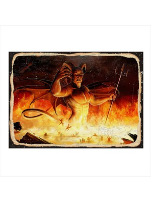 Bedeko Şeytan Model Ahşap Tablo 35 cm x 50 cm