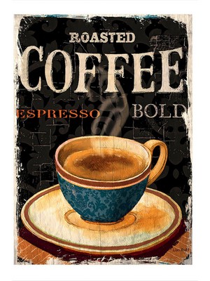 Espresso Afişi Dekoratif Ahşap Tablo 35 cm x 50 cm
