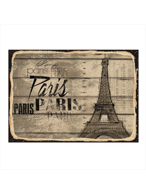 Bedeko Paris Eyfel Kulesi Desenli Ahşap Tablo 35 cm x 50 cm