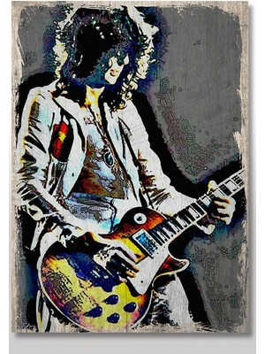Bedeko Ahşap Tablo Jimmy Page LED Zeppelin