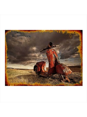 Bedeko Terkedilmiş Motosiklet Mdf Tablo 35 cm x 50 cm