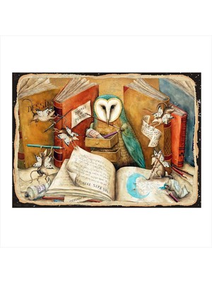 Bedeko Sevimli Hayvanlar Model Ahşap Tablo 35 cm x 50 cm