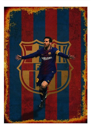 Bedeko Messi Barcelona Tasarım Ahşap Tablo 35 cm x 50 cm