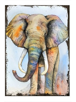Bedeko Ahşap Tablo 35 cm x 50 cm Fil Resmi