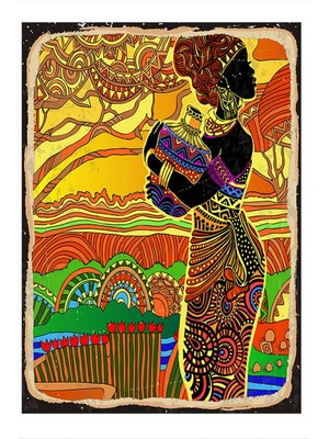 Bedeko Afrika Temalı Hediyelik Ahşap Tablo 35 cm x 50 cm