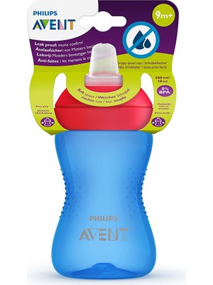 Philips Avent Yumuşak Uçlu Alıştırma Bardağı 300 ml, 9+ Ay, Ergonomik Tasarım, BPA İçermez, Mavi SCF802/01