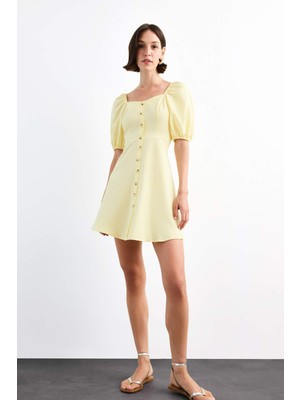 DeFacto Kalp Yaka Kısa Kollu Mini Elbise G0730AX25SM