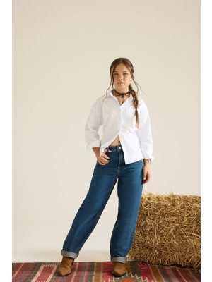 DeFacto Baggy Fit Geniş Paça Jean Pantolon Kız Çocuk F7166A825AU