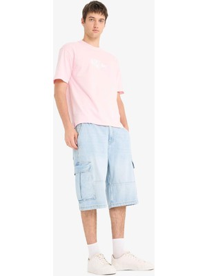 DeFacto %100 Pamuk Kargo Fit Jean Bermuda Şort F4219AX25SM