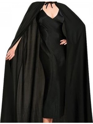 Siyah Renk Yakalı Halloween Pelerini 120 cm