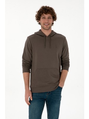 U.S. Polo Assn. Erkek Regular Fit Kapüşonlu Vizon Basic Sweatshirt 50313720-VR052