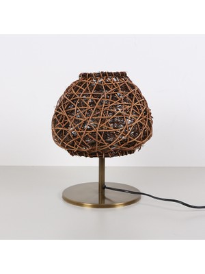 Mylamp Afrika 25X30 Cm. Rattan Masa Lambası (Eskitme Ayaklı)