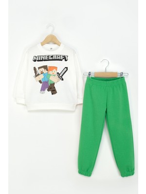 Erkek Çocuk Minecraft Baskılı Eşofman Takımı Beli ve Paçası Lastikli Rahat