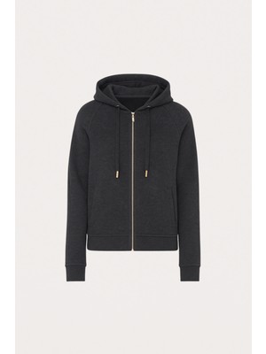 Katia & Bony Kadın Önü Fermuarlı Kapüşonlu Sweatshirt Antrasit