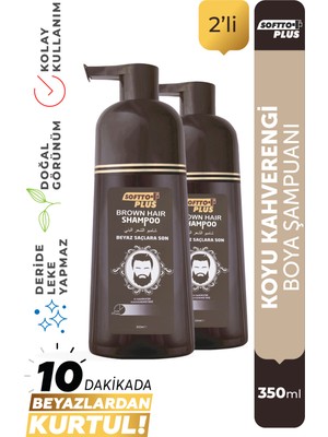Softto Plus Brown Hair Shampoo Anında Etkili Doğal Görünüm Veren Şampuan 350 ml + 350 ml